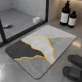 Modern minimalist diatomaceous earth bathroom mat, absorbent non-slip floor rug for toilet doorway. - Light Ink