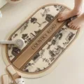 Tapis de bain absorbant en terre de diatomée de luxe avec imprimé paysage pour salle de bains. - Toile de Jouy vintage (Style classique)