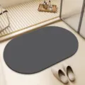 Dunkelgraue ovale Kieselgur Badvorleger, rutschfeste saugfähige Fußmatte für Badezimmer. - 40*60cm / Dunkelgrau - Oval