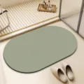 Ovale einfarbige Kieselgur Badematte, saugfähige und rutschfeste Fußmatte für modernes Badezimmer. - 40*60cm / Bohnengrün - Oval