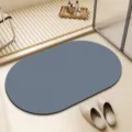 Ovale einfarbige saugfähige rutschfeste Badematte für den Badezimmereingang und Boden - 50*80cm / Graublau - Oval