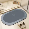 Graue ovale Badematte, saugfähige rutschfeste Kieselgurmatte für den Hauseingang. - 50*80cm / Hausschuhe - Graublau - Oval