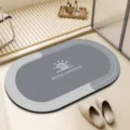 Ovale saugfähige rutschfeste Badematte, weicher Teppich im Kieselalgendesign für den Haushalt. - 50*80cm / Sonne - Grau - Oval