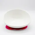 Ceramic pet bowl with anti-slip silicone mat, tilted food bowl for dogs and cats. - Small Size + Rose Red Mat / White