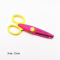 Decorative craft scissors for clay and paper, postmark edge style, 13cm pink yellow - Postmark Type