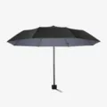 Parapluie pliant compact 5 fois parasol protection UV revêtement noir noir obsidienne - Parapluie 5 plis avec housse en tissu / Noir Obsidienne
