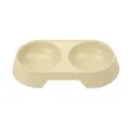 Dubbele huisdierenbak van kunststof voor honden en katten, beige antislip voer- en waterbak. - Beige