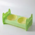 Doble cuenco verde para mascotas con un bonito soporte de orejas de gato y perros. - Cuenco Doble Forma Cama de Gato / Verde