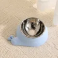 Himmelblau Schnecke Haustiernapf Edelstahlnapf Katzen Napf Wassernapf Rutschfest Fressnapf - Edelstahlschale / Blau