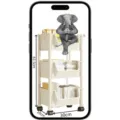Mobile 3-tier storage cart with wheels, multi-layer plastic bookshelf and organizer rack for home. - Universal Wheel Open Style / Luxury Thickened / Triple Layer / White