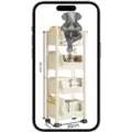 Mobile multi-layer plastic storage rack bookshelf with wheels for home office and bedroom. - Universal Wheel Open Style / Luxury Thickened / 4 Tiers / White