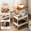 Carrello portaoggetti mobile bianco a 2 livelli con ruote per ripostiglio in camera e soggiorno. - 3 Livelli 40x30cm / Pannello Noce Telaio Bianco