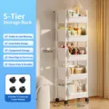 5-tier mobile storage rack and bookshelf for home office and living room organization. - Universal Wheel Open Style / Luxury Thickened / 5 Tiers / White