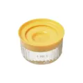 Transparent floating pet water bowl with yellow lid, anti-wet mouth design for dogs and cats. - Yellow