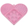 Pink silicone pet slow feeder mat with heart shape, interactive maze design for cats and dogs. - Pink