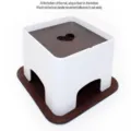 Pet feeder bowl set with white stand and brown anti-slip mat for dogs and cats everyday use. - Square Table Small Size