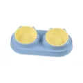 Doppelter Haustiernapf mit Katzenohren Design, blaue Basis, gelbe Näpfe, kippsicher. - Doppelnapf / Blau