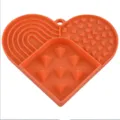 Silicone pet slow feeder licking mat orange heart shape dog cat anti choking feeding supply - Orange