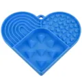 Blue heart silicone pet slow feeder mat cat dog lick pad anti choking tableware food bowl - Blue