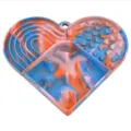 Heart-shaped silicone pet slow feeder mat with multiple partition patterns for dogs. - Camouflage Orange, Blue & Pink