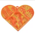 Silicone Pet Lick Mat Slow Feeder Dog Cat Heart Shape Orange Yellow Interactive Bowl - Camouflage Yellow & Orange