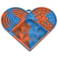 Heart-shaped silicone pet slow feeder mat, anti-choking lick pad for dogs and cats daily use. - Camouflage Blue & Orange
