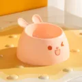 Cute pink rabbit ear pet bowl for cats and dogs, creative feeding bowl with cute face design. - Pink Plastic Bowl / Pink
