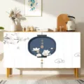 Schrankstaubvorhang mit Magnolienblüten-Design, ideal für Küche und Schuhregal Dekoration. - B40*H70cm Klettverschluss-Stil / Wünsche für Gesundheit & Wohlbefinden