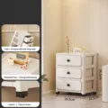 White 3-Tier Plastic Storage Drawer Cabinet with Wheels and Handles for Home Bedroom - 3-Layer / Cream White