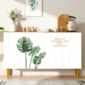 Monstera Blätter Druck Schrank Vorhang staubdicht Magie Band Vorhang für Schuhregal. - B40*H70cm Klettverschluss-Stil / Monstera-Blatt