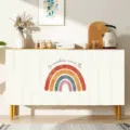 Stoff Staubschutz Vorhang Detail für Schrank mit Regenbogen Druck für gemütliche Einrichtung. - B40*H70cm Klettverschluss-Stil / Regenbogen