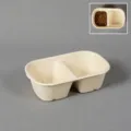 Disposable dual-compartment pet bowl 700ml, eco-friendly cat and dog feeding dish for outdoor rescue. - 700ml 2-in-1 Water & Food Dual Compartment Bowl