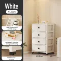 White 4-layer plastic storage drawer cabinet with wheels for home bedroom organization - 4 Layers / Cream White