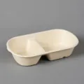 850ml Dual Compartment Pet Bowl Plant Fiber Dog Cat Food And Water Feeding Dish - 850ml 2-in-1 Water & Food Dual Compartment Bowl