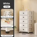 5-Tier Plastic Storage Drawer Cabinet White Multi-Layer Organizer with Wheels and Drawers - 5 Layers / Cream White