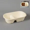 Biodegradable dual compartment pet bowl 1000ml, eco friendly food and water dish for cats. - 1000ml 2-in-1 Water & Food Dual Compartment Bowl