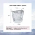 Cesta para ropa sucia de plástico gris, diseño perforado con doble asa, 40x40x30,5 cm - Gris Premium