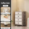 4-tier plastic storage drawer cabinet with wheels, compact bedside organizer for home. - 4 Layers / Tea Cypress Brown
