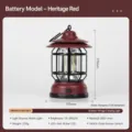 Lanternino da campeggio LED vintage, luce d'emergenza portatile da esterno, lampada rossa a pile. - Alimentato a batteria / Rosso Hurley