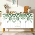 Schrank Staubschutz Vorhang Detail, gruenes Blatt Muster, Stoffabdeckung fuer Schuhregal. - Gardenie Blüht