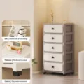 Multi-layer plastic storage cabinet with drawers, bedside organizer in coffee color. - 5 Layers / Tea Cypress Brown