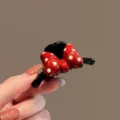 Detailaufnahme der süßen rot-weißen Pünktchen Schleife Haarklammer, schickes Haaraccessoire. - 6# Gerade Haarkralle Klein (6cm)
