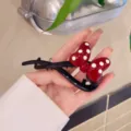 Süße Punkte Schleife Haarklammer, schwarze Haifischklammer mit roter weiß gepunkteter Schleife, Haardekor. - 11# Polka-Dot Schleife Twist Clip (10.5cm)