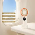 Tragbarer Handventilator mit 100 Geschwindigkeiten, Digitalanzeige und Ständer für den Sommer. - GS-17 / Elegantes Beige
