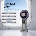 Ventilatore turbo portatile con display digitale, 100 velocità e supporto da scrivania. - Grigio高级