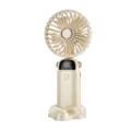 Mini ventilateur portatif rechargeable avec affichage numerique pour bureau et activite en exterieur. - Blanc Cassé