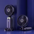 Tragbarer Handheld Digital Display Ventilator, USB wiederaufladbarer Falt-Tischventilator blau. - Dunkelblau