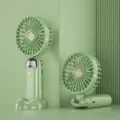 Tragbarer Hand-Klapp-Miniventilator für den Schreibtisch in Apfelgrün mit digitaler Anzeige. - Apfelgrün