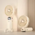 Beige tragbarer Handventilator Tisch klappbar Mini USB Akku Digitalanzeige Variante - Gebrochenes Weiß