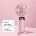Ventilatore portatile con display digitale, mini ventilatore USB rosa ricaricabile per scrivania. - Tipo standard / Rosa
